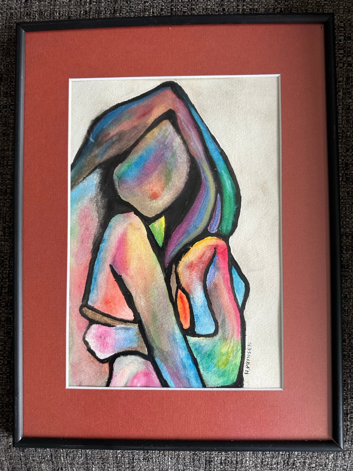 Kleurrijk abstract kunstwerk gesigneerd H. Prinsen, Antiek en Kunst, Ophalen of Verzenden