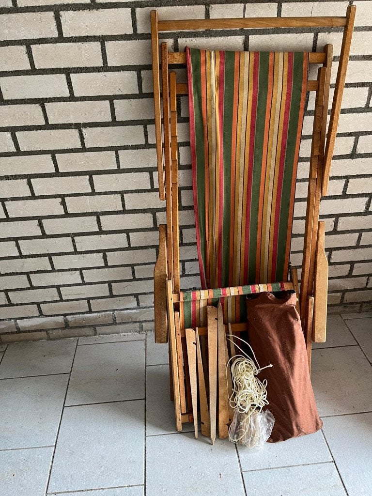 strandstoel, Tuin en Terras, Ophalen, Gebruikt, Hout, Inklapbaar