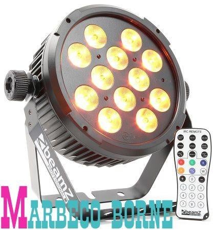 LED Flat Par spot 18x 1W RGB LED's DMX IR, Op=Op, Geluidgestuurd, Nieuw, Info@marbeco.nl, BeamZ
