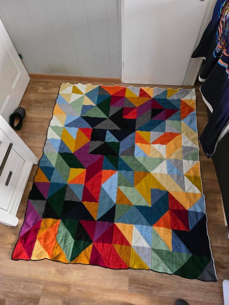 Gehaakte deken/sprei/plaid Tessellation herfst., Ophalen of Verzenden, Zo goed als nieuw, Haken, Overige typen