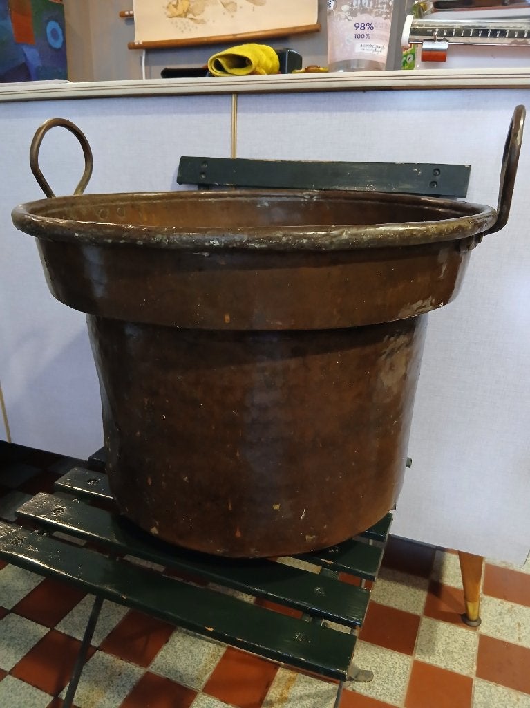 Antieke Roodkoperen ketel met Kraag – Houtbak / Plantenbak, Antiek en Kunst, Antiek | Koper en Brons, Ophalen, Koper