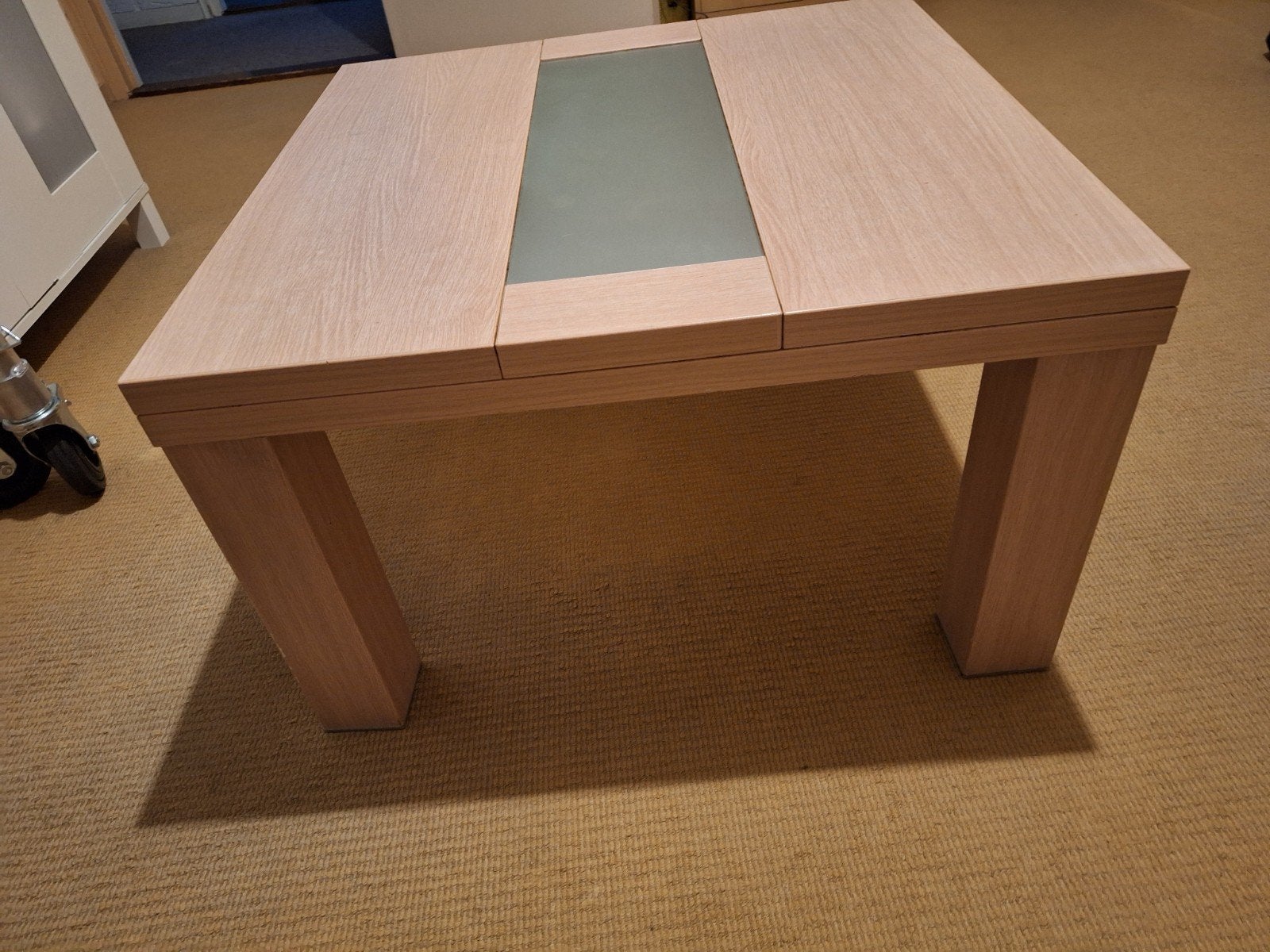 mooie blank eiken salontafel, Ophalen, 100 tot 150 cm, Eikenhout, 50 tot 100 cm