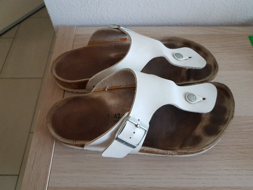 Birkenstock slippers maat 42, Slippers, Wit, Ophalen of Verzenden, Gedragen