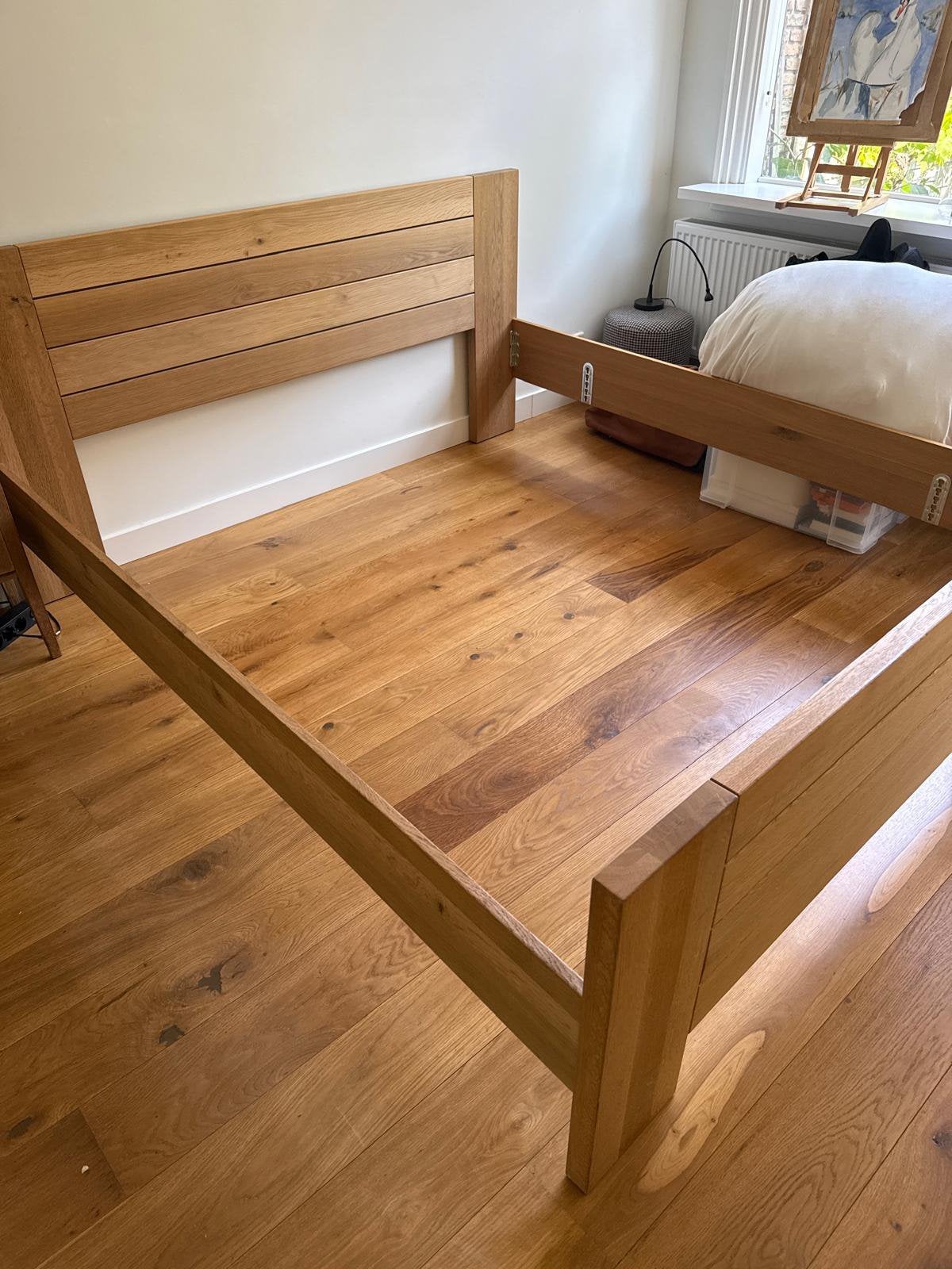 Bedframe eiken, Ophalen, Tweepersoons, Zo goed als nieuw, 180 cm