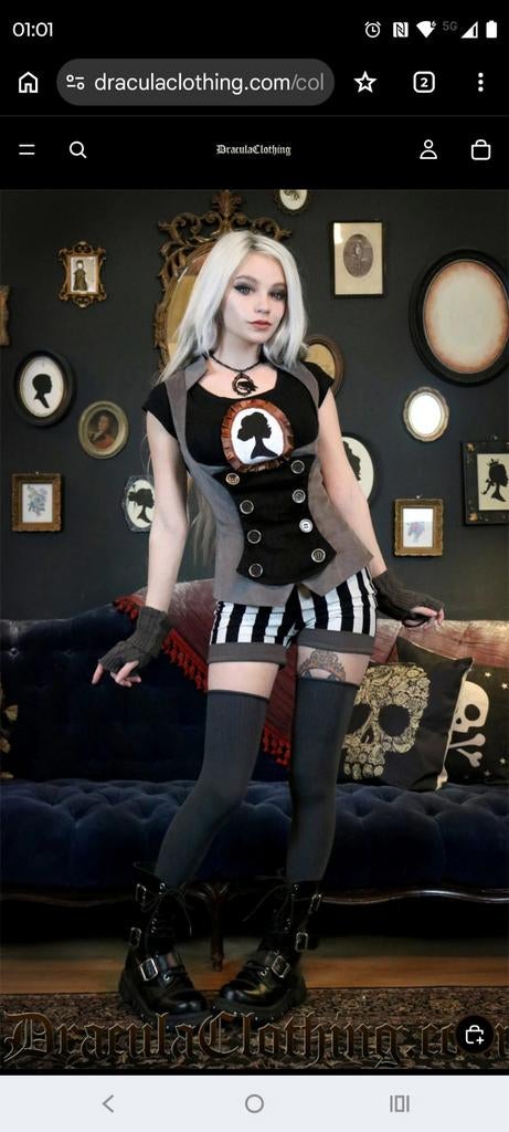 Steampunk gilet grijs met zwart Dracula Clothing maat M, Kleding | Dames, Ophalen of Verzenden, Zo goed als nieuw