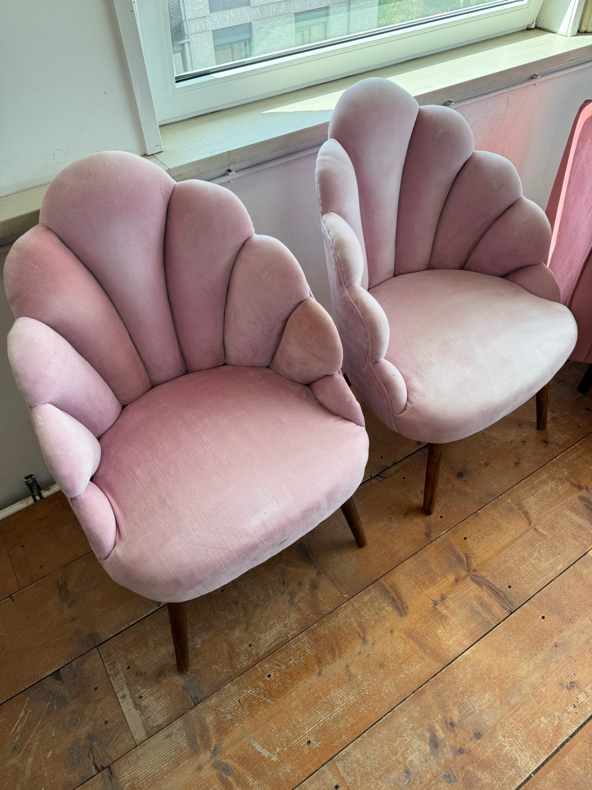 Sissy boy - Set van 2 roze schelpstoelen - fluweel, Ophalen, Gebruikt, Twee, Overige kleuren