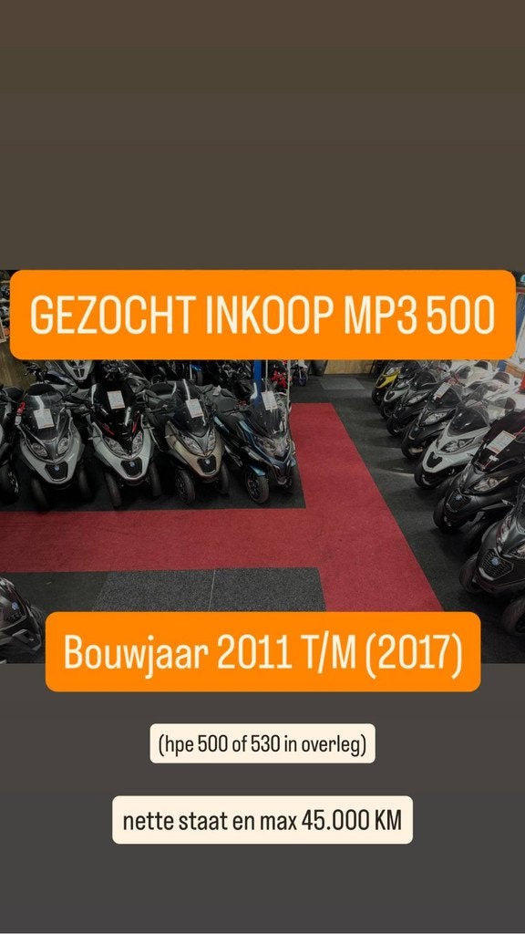 Piaggio MP3 / GEZOCHT INKOOP MP3 500, 493 cc, Bedrijf, Overig, Nick Brouwer Trading