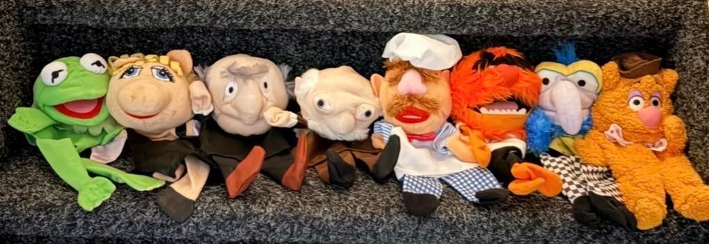 Complete set Muppets handpoppen - Kermit, Miss Piggy, Fozzie, Ophalen of Verzenden, Gebruikt, Kikker