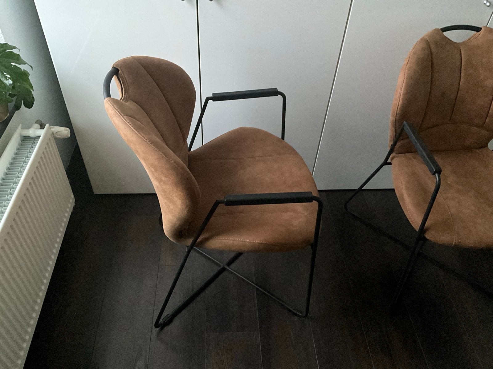 Zo goed als nieuwe Alcantara stoel (lederlook), Huis en Inrichting, Ophalen, Bruin, Leer, Zo goed als nieuw