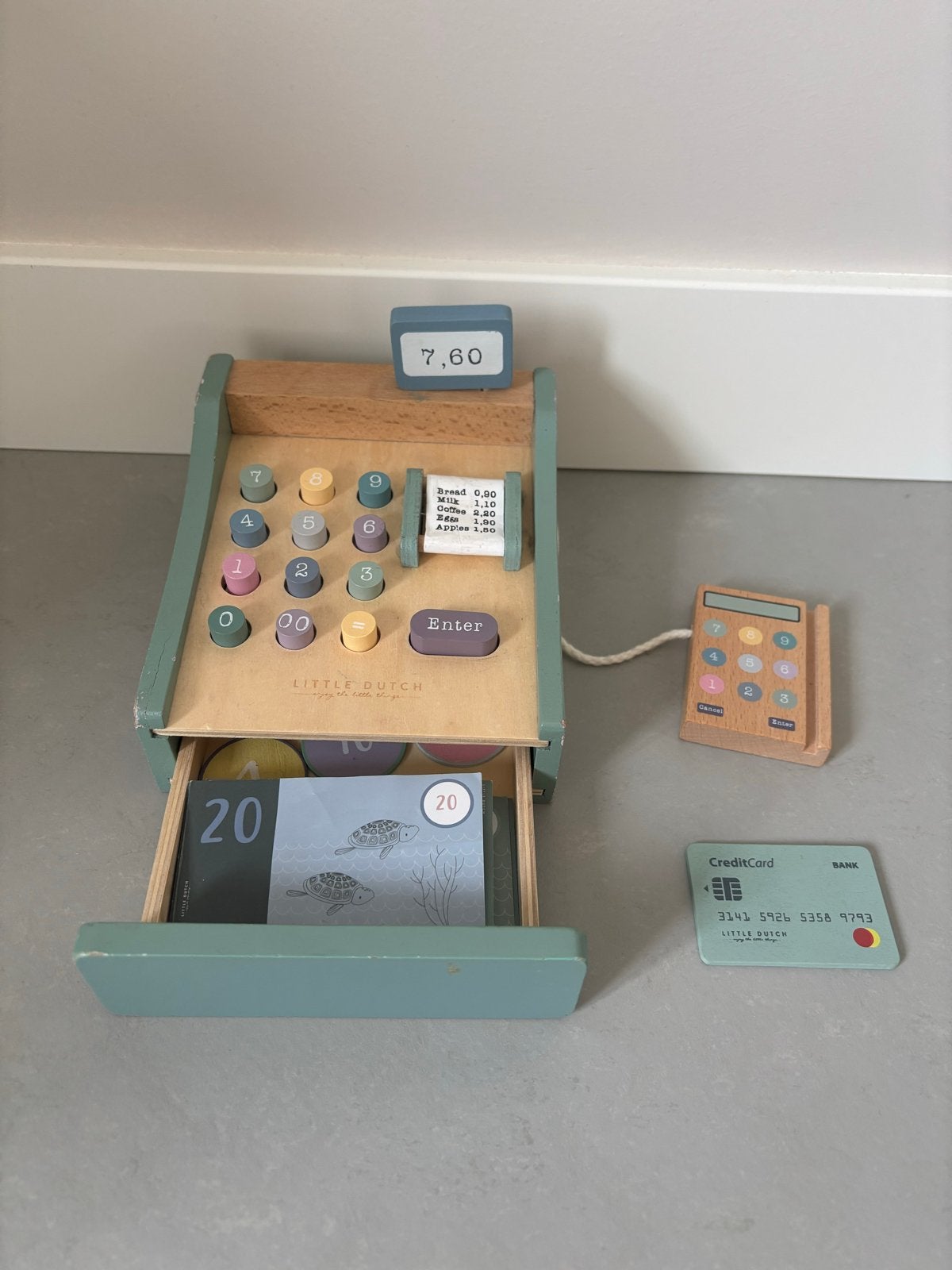 Little Dutch Houten Kassa Mintgroen met Pinautomaat, Ophalen of Verzenden, Zo goed als nieuw, Ontdekken