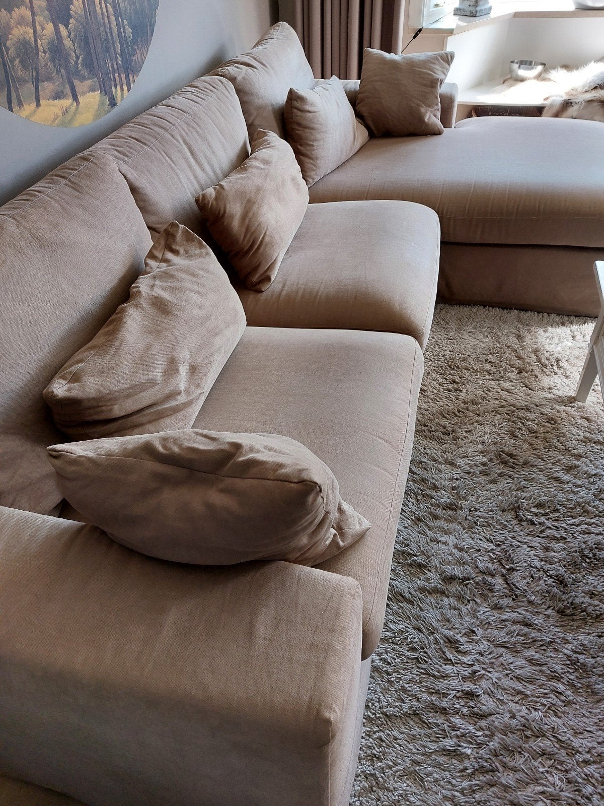 Bank chaise lounge Rofra Seatle taupe, Huis en Inrichting, Ophalen, Gebruikt