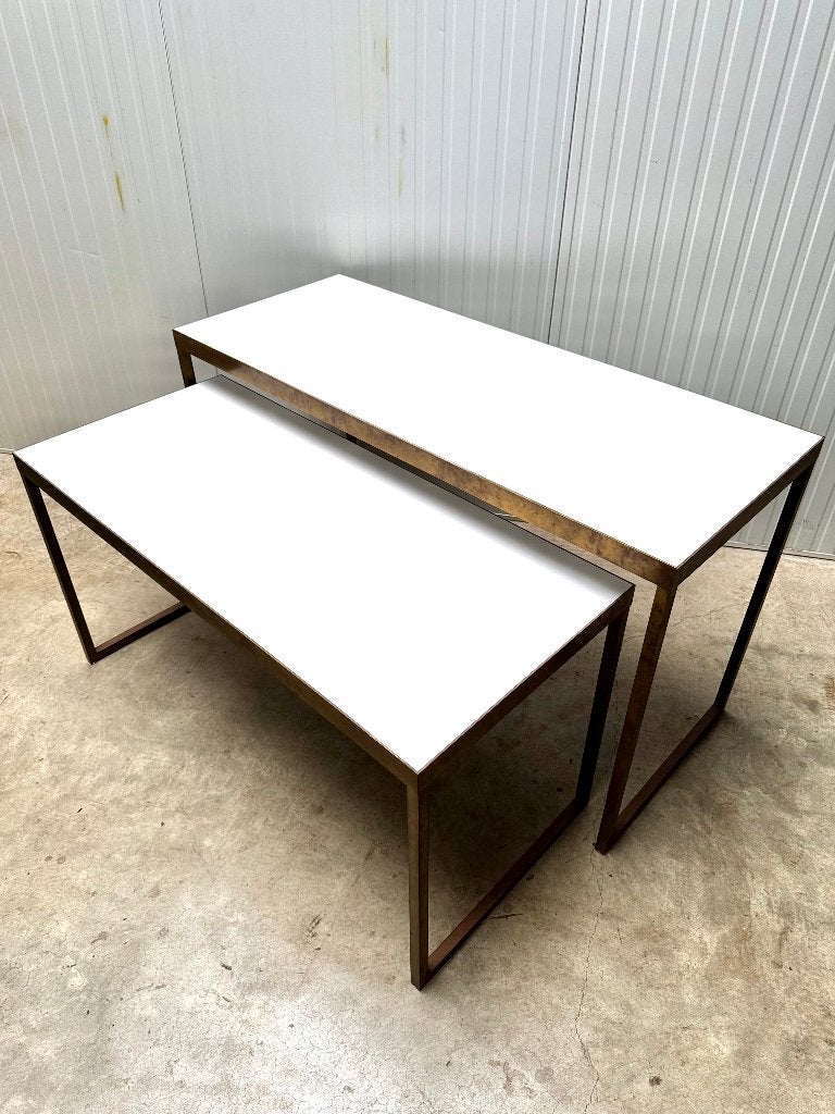 2x MESSING industrieel PRESENTATIETAFEL toonbank winkeltafel, Ophalen of Verzenden