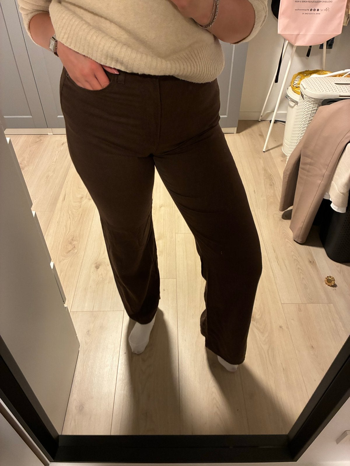 Levi's Ribcage Wide Leg Linnen Broek - Maat 28, Kleding | Dames, Maat 38/40 (M), Bruin, Ophalen of Verzenden, Zo goed als nieuw