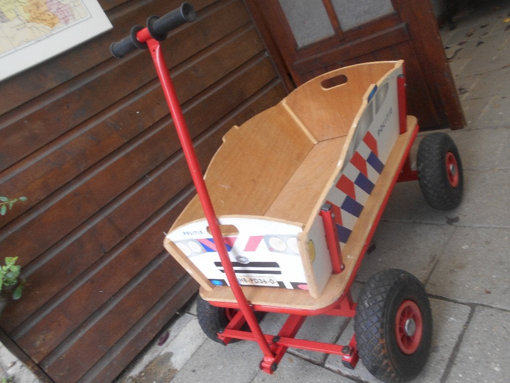 leuke zeer nette bolderkar met stoere  politie print., Caravans en Kamperen, Bolderkarren, Ophalen, Gebruikt