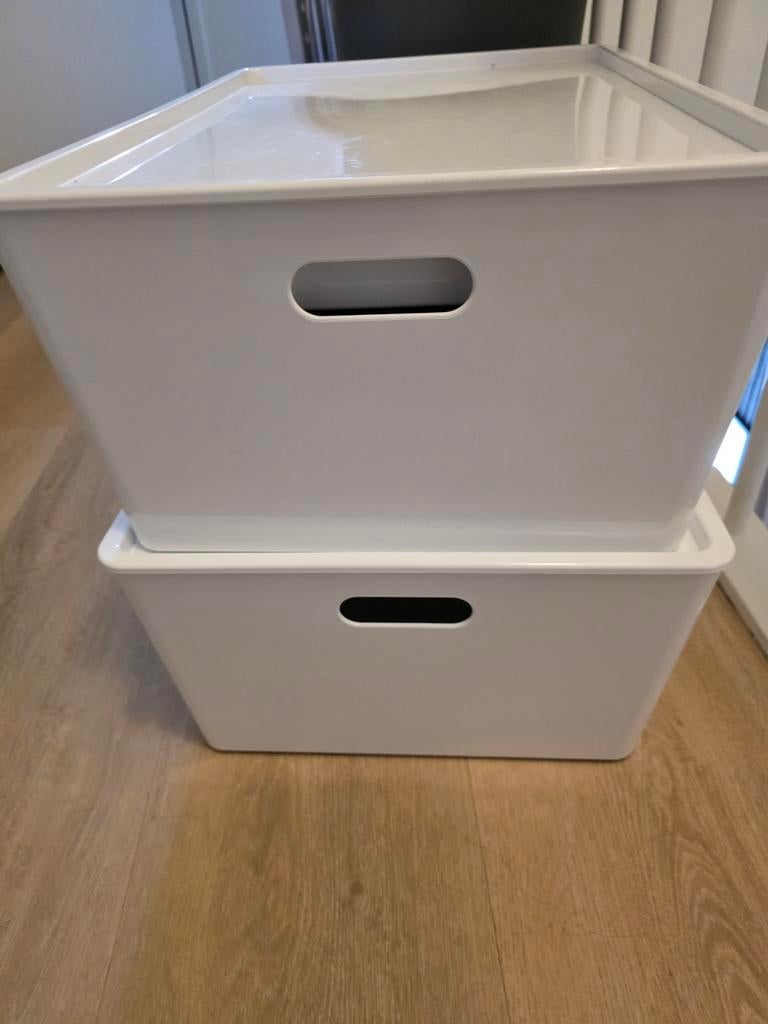 2x Kuggis ( Ikea) Witte Opbergdozen met Deksel en Indeling, Ophalen, Gebruikt, Wit, Kunststof