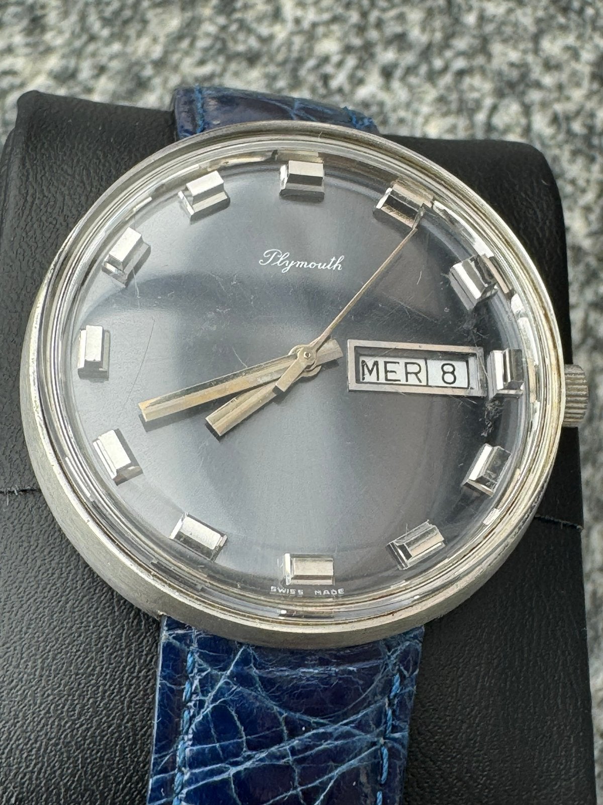 Plymouth Polshorloge - Vintage Swiss Made Automaat, Overige merken, Staal, Met bandje, Polshorloge
