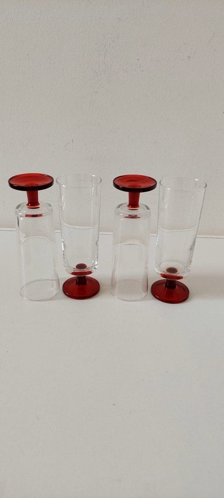 4 glazen Vintage Luminarc Champagne flûtes  Suède Cavalier, Glas of Glazen, Eu, Overige merken, Eu