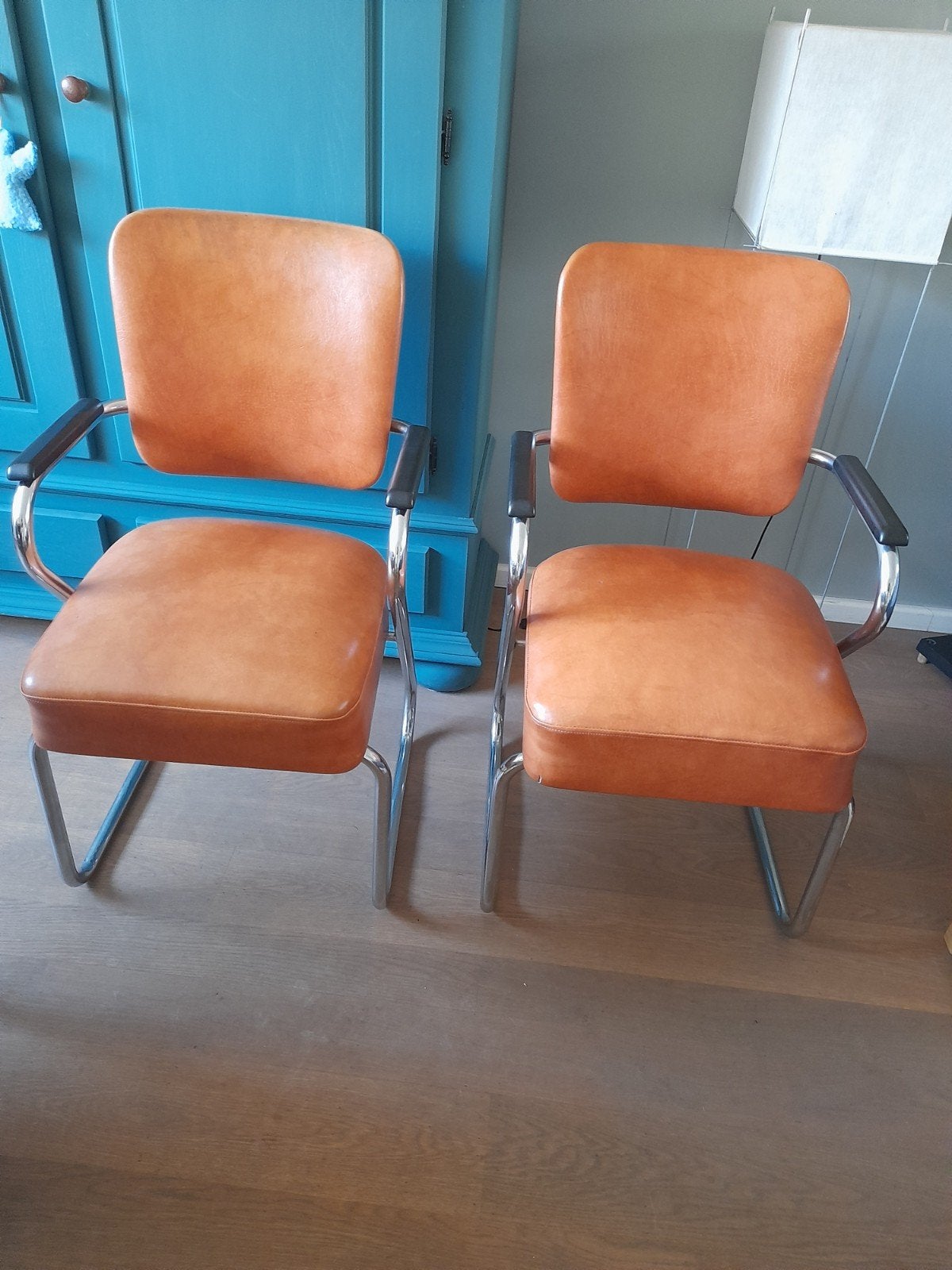Paul Schuitema Paperclip D3 fana stoelen, Ophalen, Vintage, Klassiek, Gispen, d3, Gebruikt, Twee