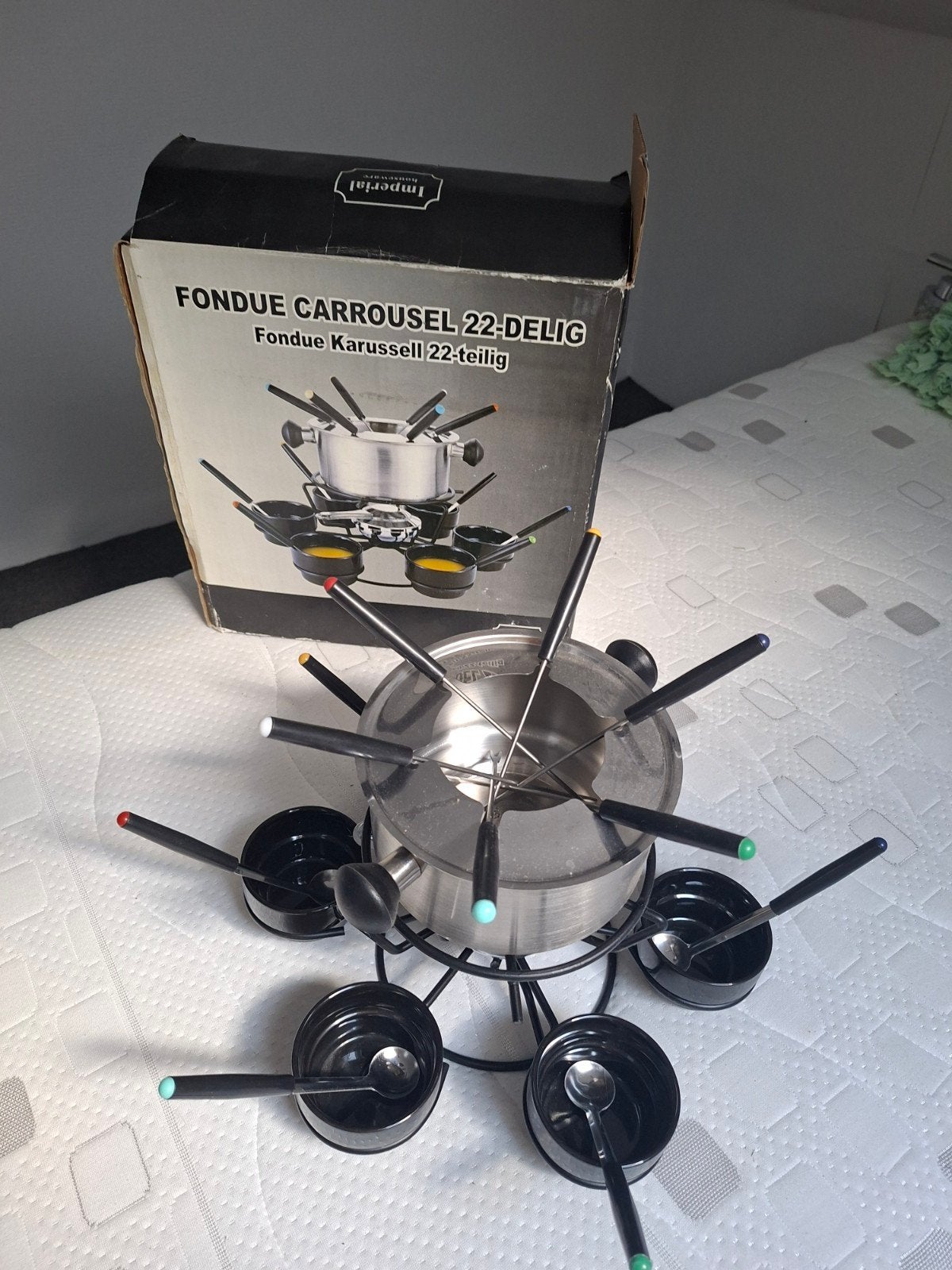 Imperial Fondueset Carrousel 22-delig, Witgoed en Apparatuur, Ophalen, Zo goed als nieuw, Brander, Fondueset