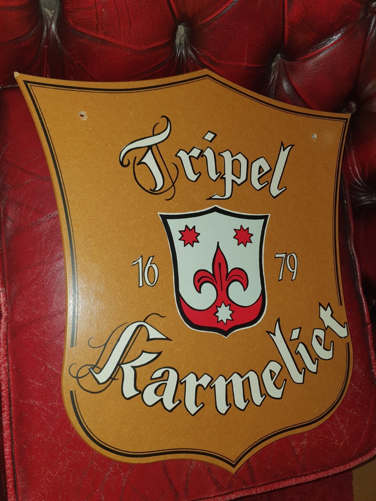 Reclamebord Tripel Karmeliet, Verzamelen, Biermerken, Verzenden, Reclamebord, Plaat of Schild, Overige merken