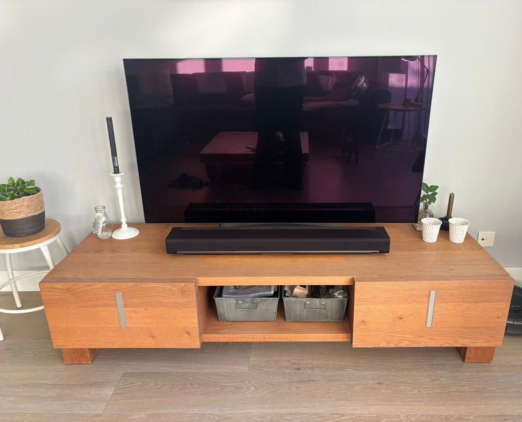 Van Dijk TV Meubel - 173cm breed, Ophalen, 150 tot 200 cm, Eikenhout, Zo goed als nieuw