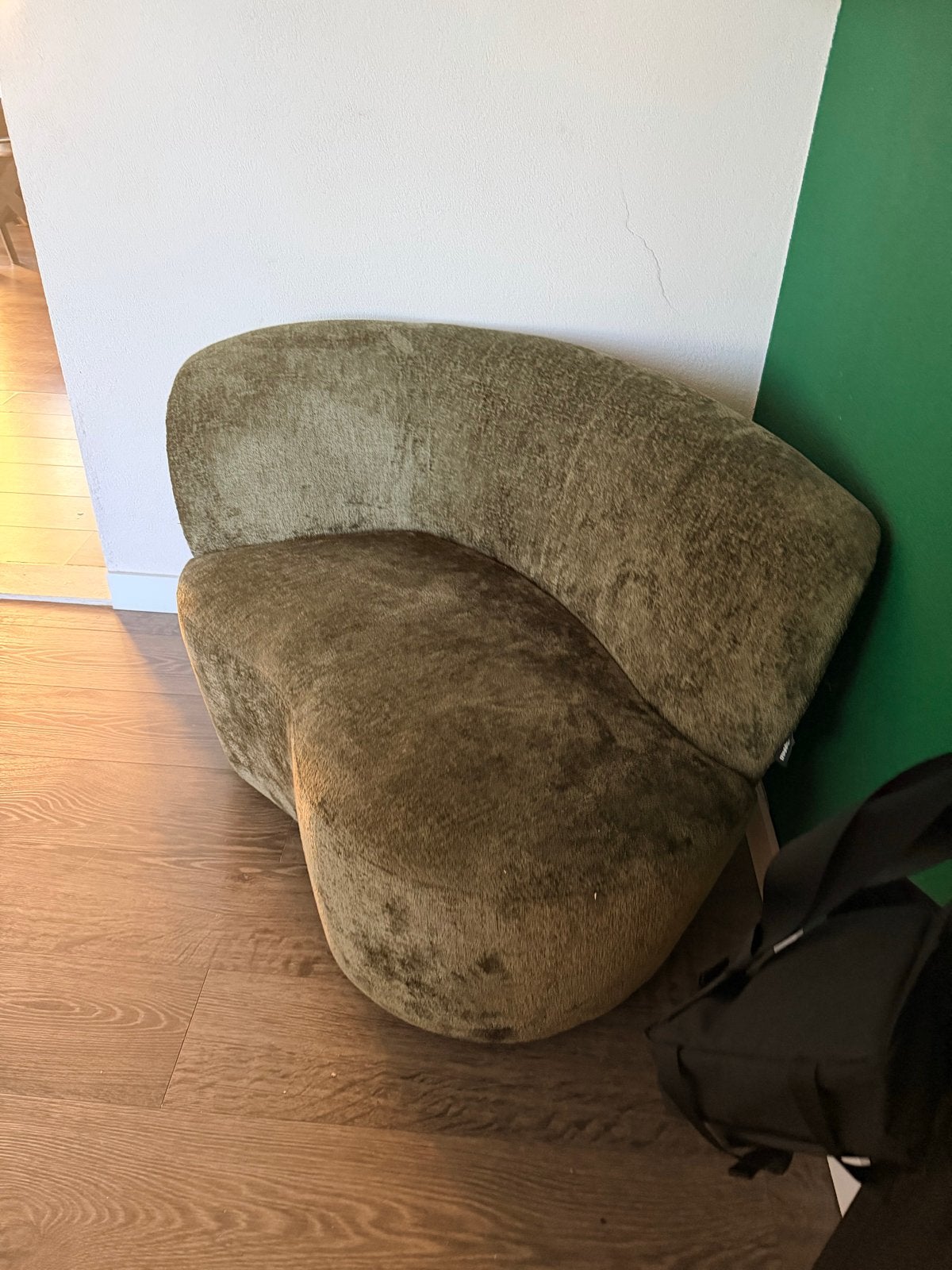 Groene fluwelen fauteuil - Zo goed als nieuw, Huis en Inrichting, Banken | Sofa's en Chaises Longues, Ophalen, Eenpersoons, 75 tot 100 cm
