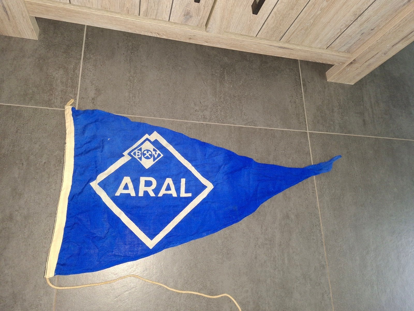 aral vlag blauw oud, Ophalen of Verzenden, Zo goed als nieuw, Reclamebord