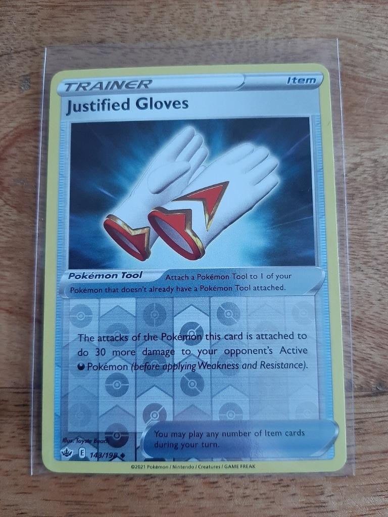 Justified Gloves, #143, Reverse Holo Pokemon Chilling Reign, Ophalen of Verzenden, Nieuw, Losse kaart