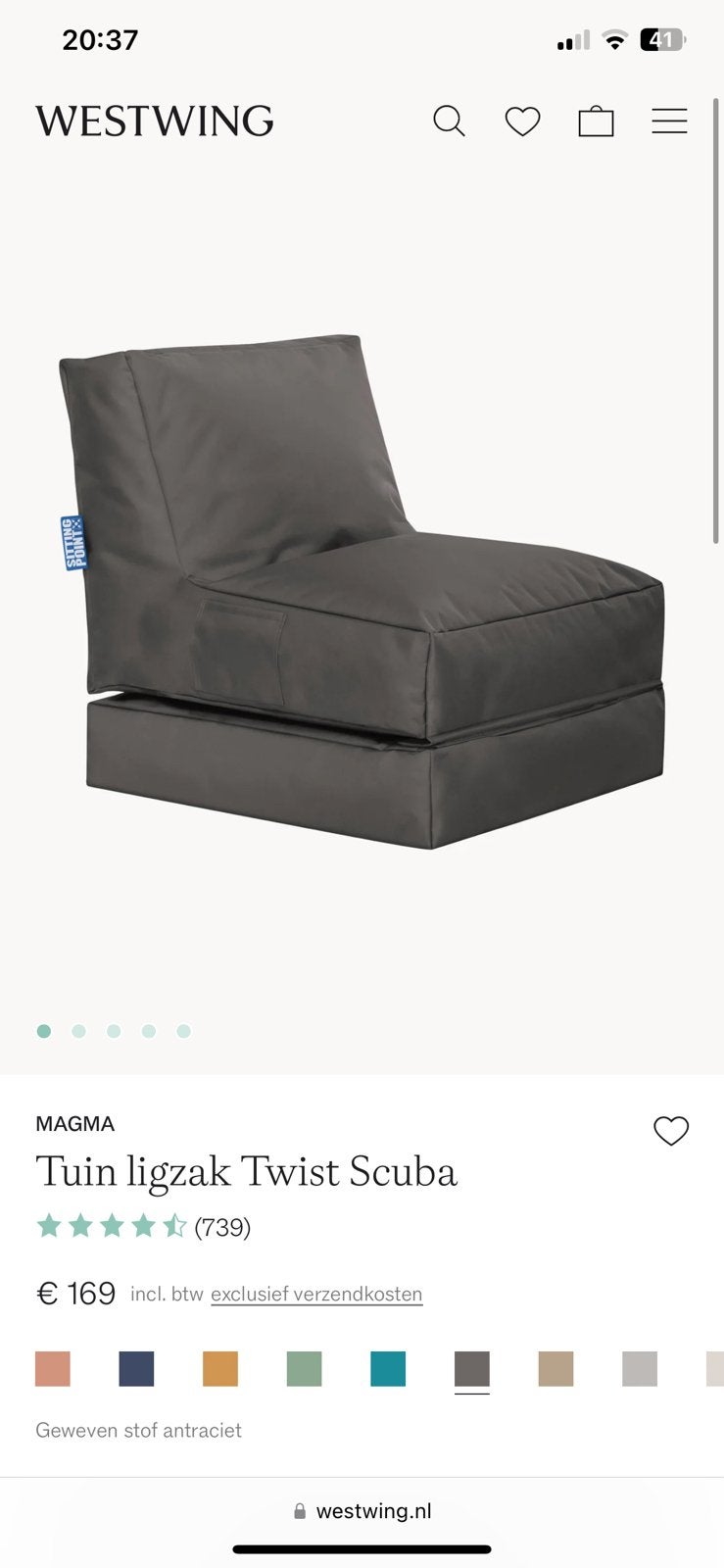 Westwing ligzak voor buiten, Tuin en Terras, Ophalen, Zo goed als nieuw, Kunststof
