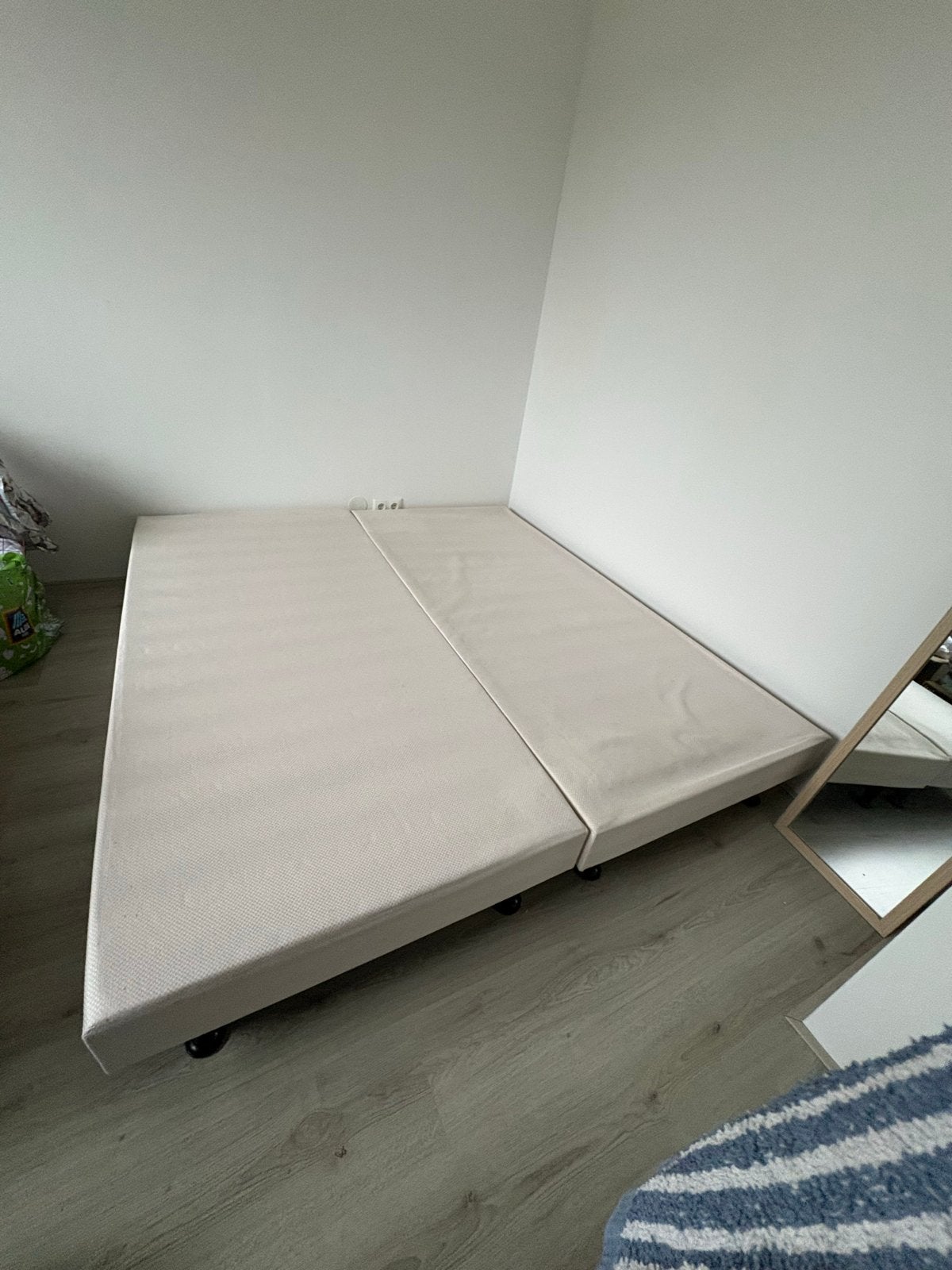 Tweepersoons boxspring 2x 90x200 cm, Ophalen, Gebruikt, Beige, Tweepersoons