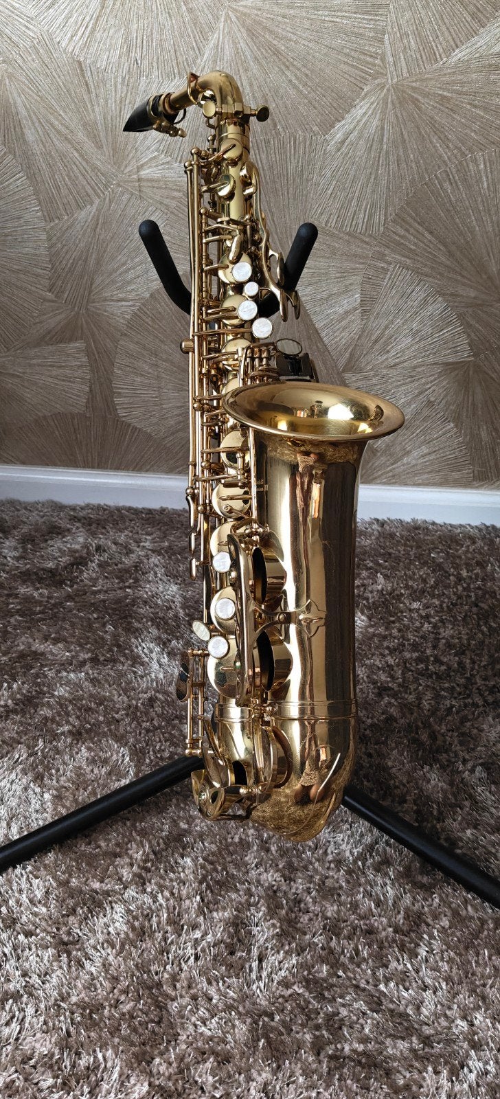 Prachtige saxofoon met standaard - Bieden vanaf 250, Ophalen of Verzenden, Gebruikt, Overige typen
