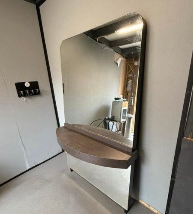Grote spiegel met plank - Ideaal voor salon of hal, Huis en Inrichting, Gebruikt, Ophalen of Verzenden, 75 tot 100 cm, 150 tot 200 cm