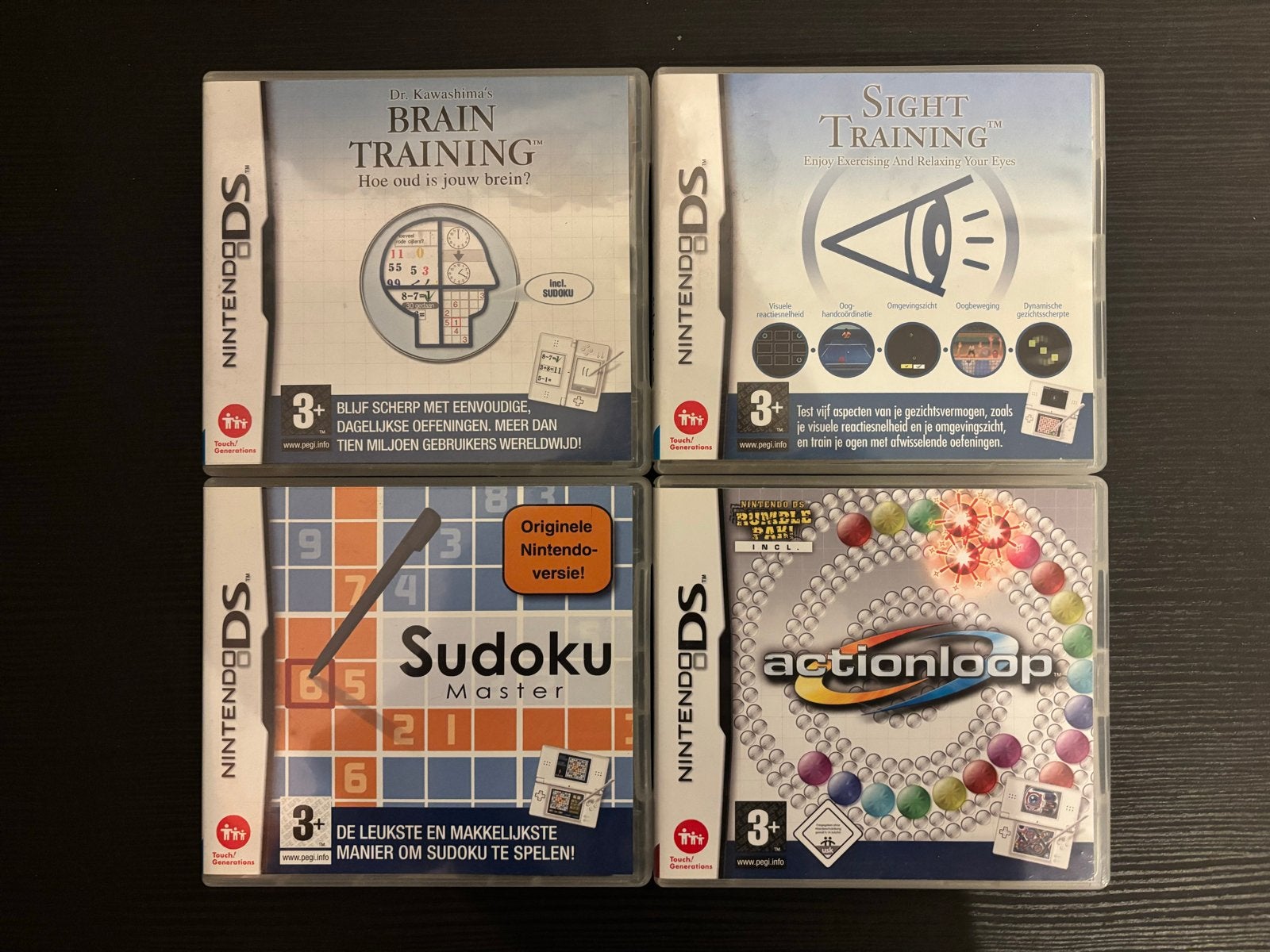 Brain Training, Sight Training, Sudoku, Actionloop (DS), Puzzel en Educatief, 1 speler, Ophalen of Verzenden, Zo goed als nieuw