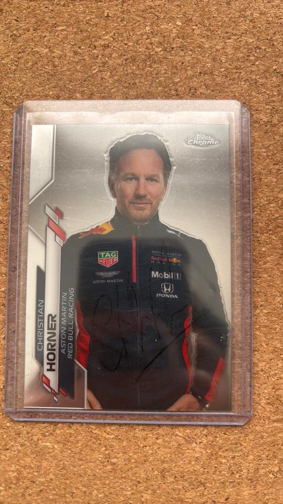 Gesigneerde Christian Horner Topps Chrome kaart F1, Ophalen of Verzenden, Zo goed als nieuw, Formule 1