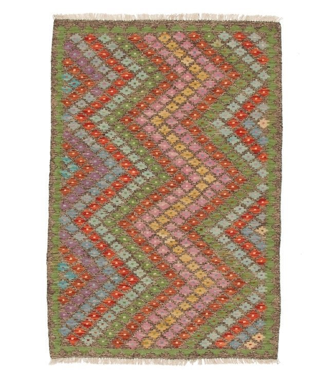Handgeknoopt Multi-color Afghaans Kilim Vloerkleed 150x101cm, 100 tot 150 cm, Nieuw, Ophalen of Verzenden, Sadikaberdy@gmail.com