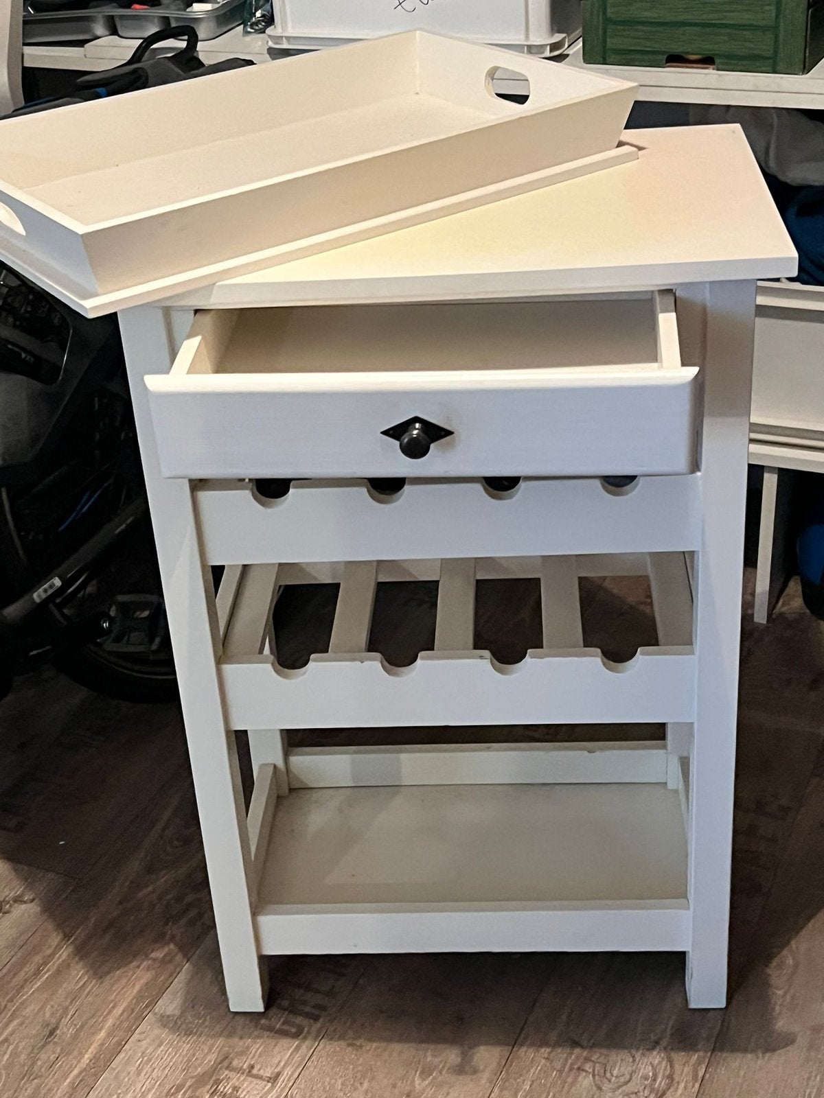 Wijnrek met dienblad vintage, Antiek en Kunst, Curiosa en Brocante, Ophalen