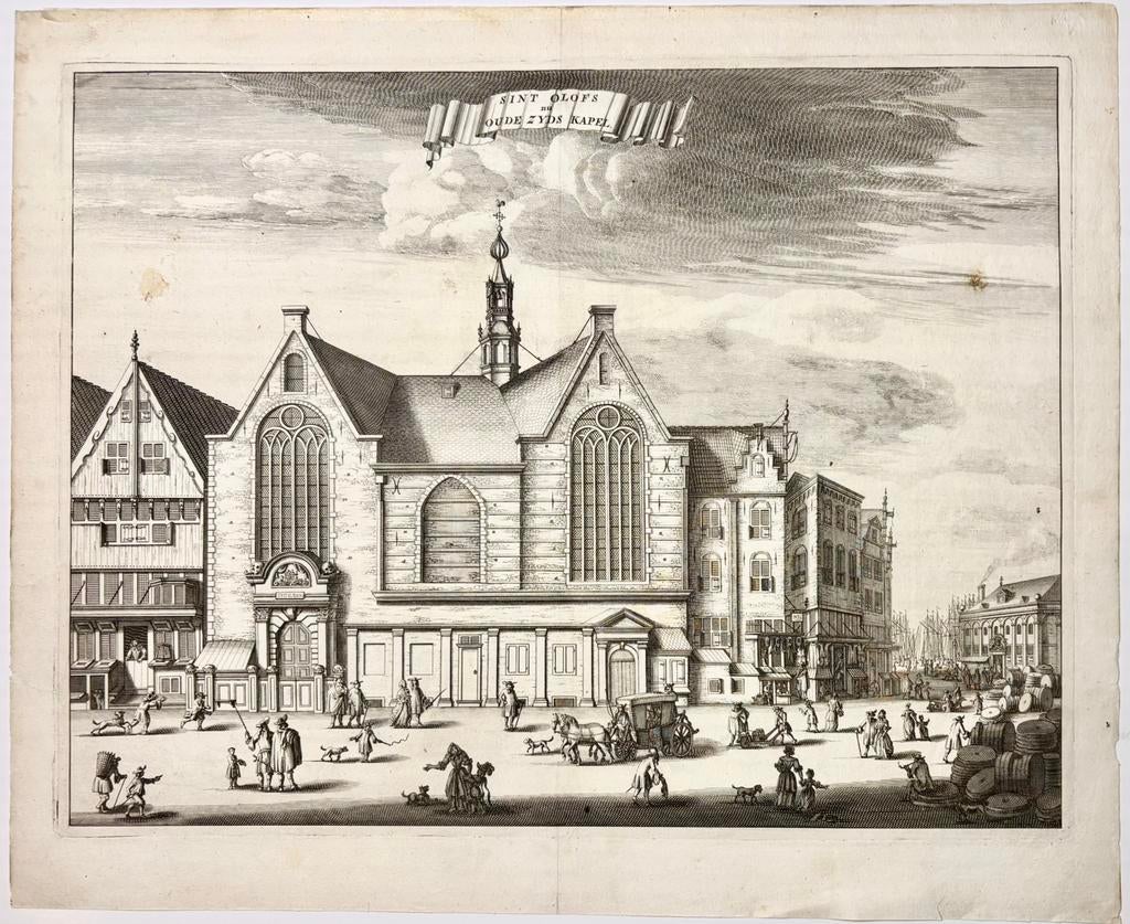 Gravure St Olofskapel, 1693. Commelin, Antiek en Kunst, Kunst | Etsen en Gravures, Ophalen of Verzenden