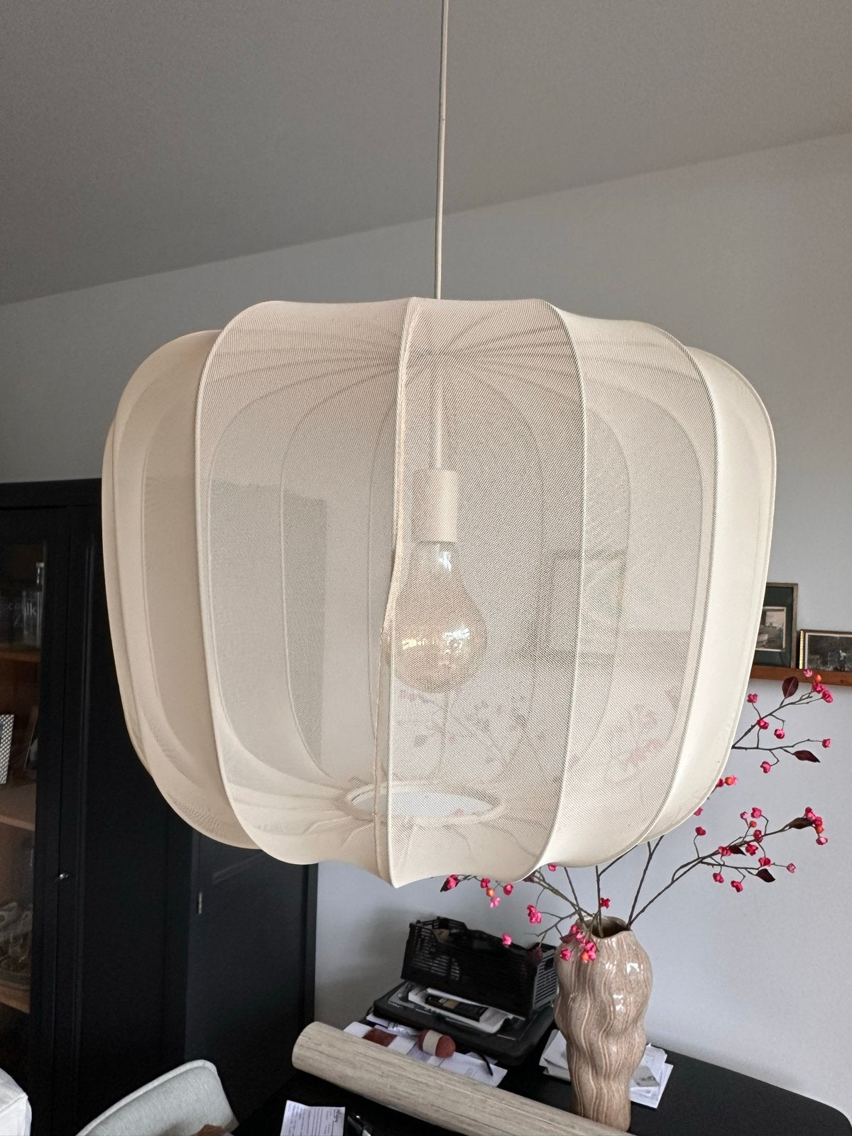 Light & Living hanglamp - Crème - Zo goed als nieuw, Ophalen, Zo goed als nieuw, Textiel, E27 (groot)