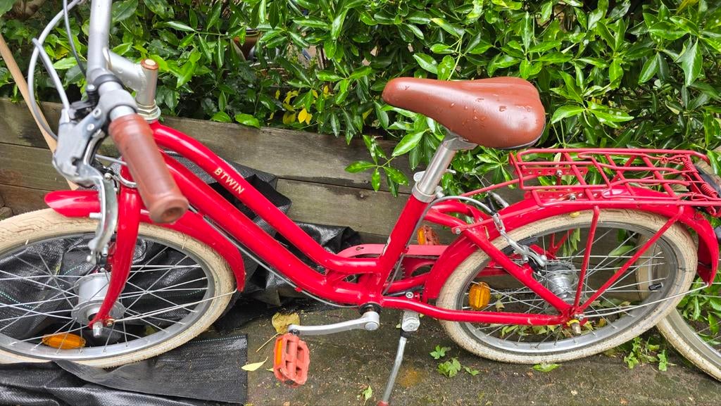 BTWIN Kinderfiets Rood, Ophalen, Velgrem, BTWIN, 16 tot 20 inch