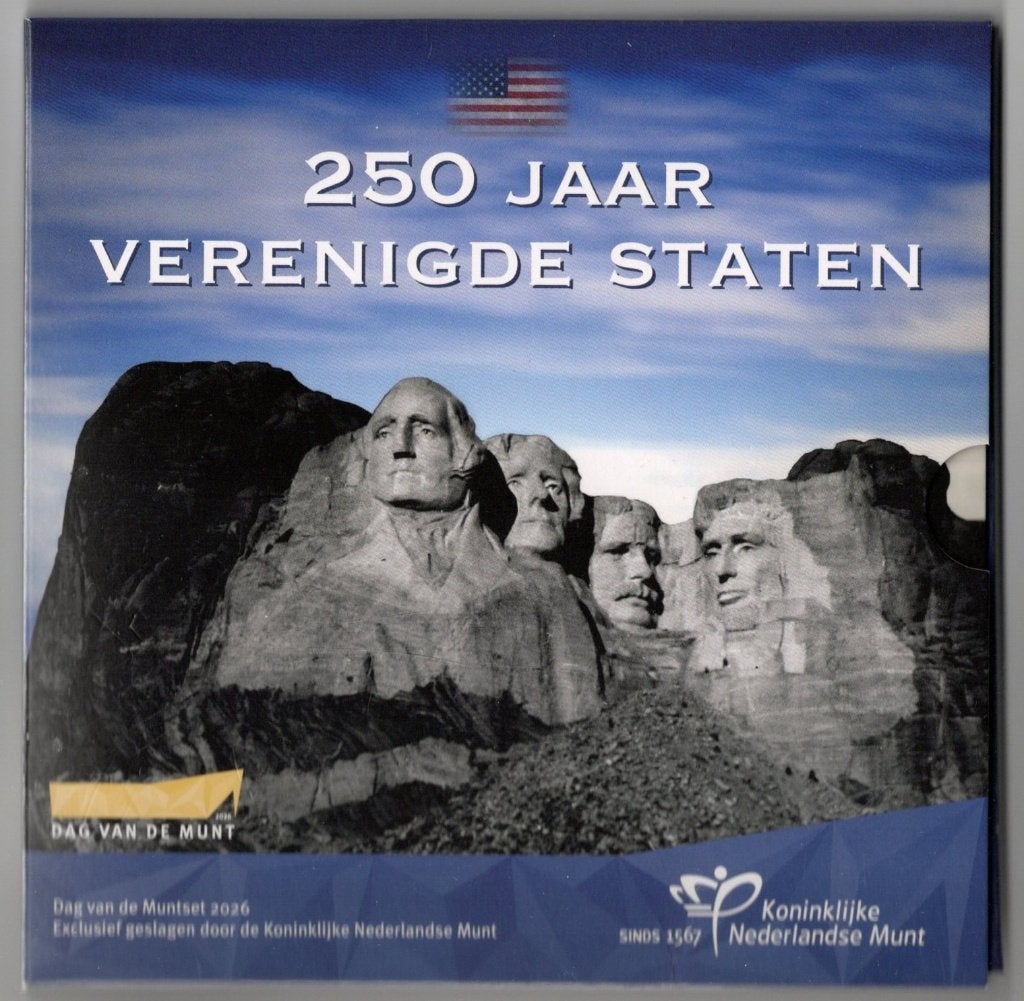250 Jaar Verenigde Staten Dag vd Muntset + Coincard setje, Verzenden, Koningin Beatrix, Overige waardes, Setje