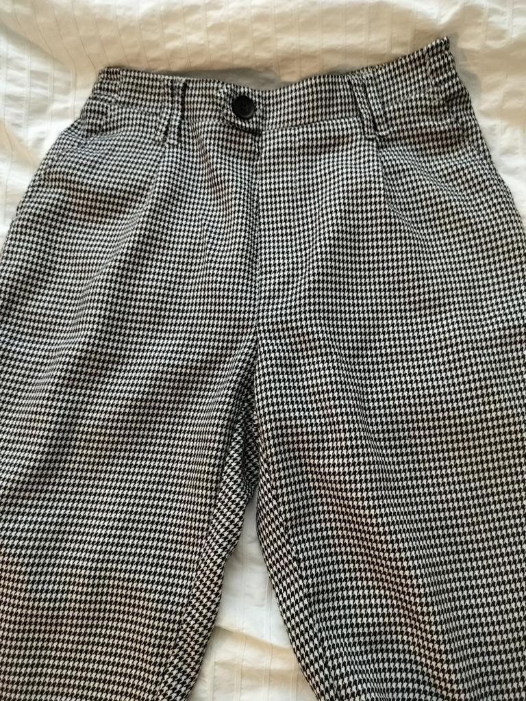 Zwart wit pied de poule pantalon maat M, Verzenden, Zo goed als nieuw, Zwart, Lang