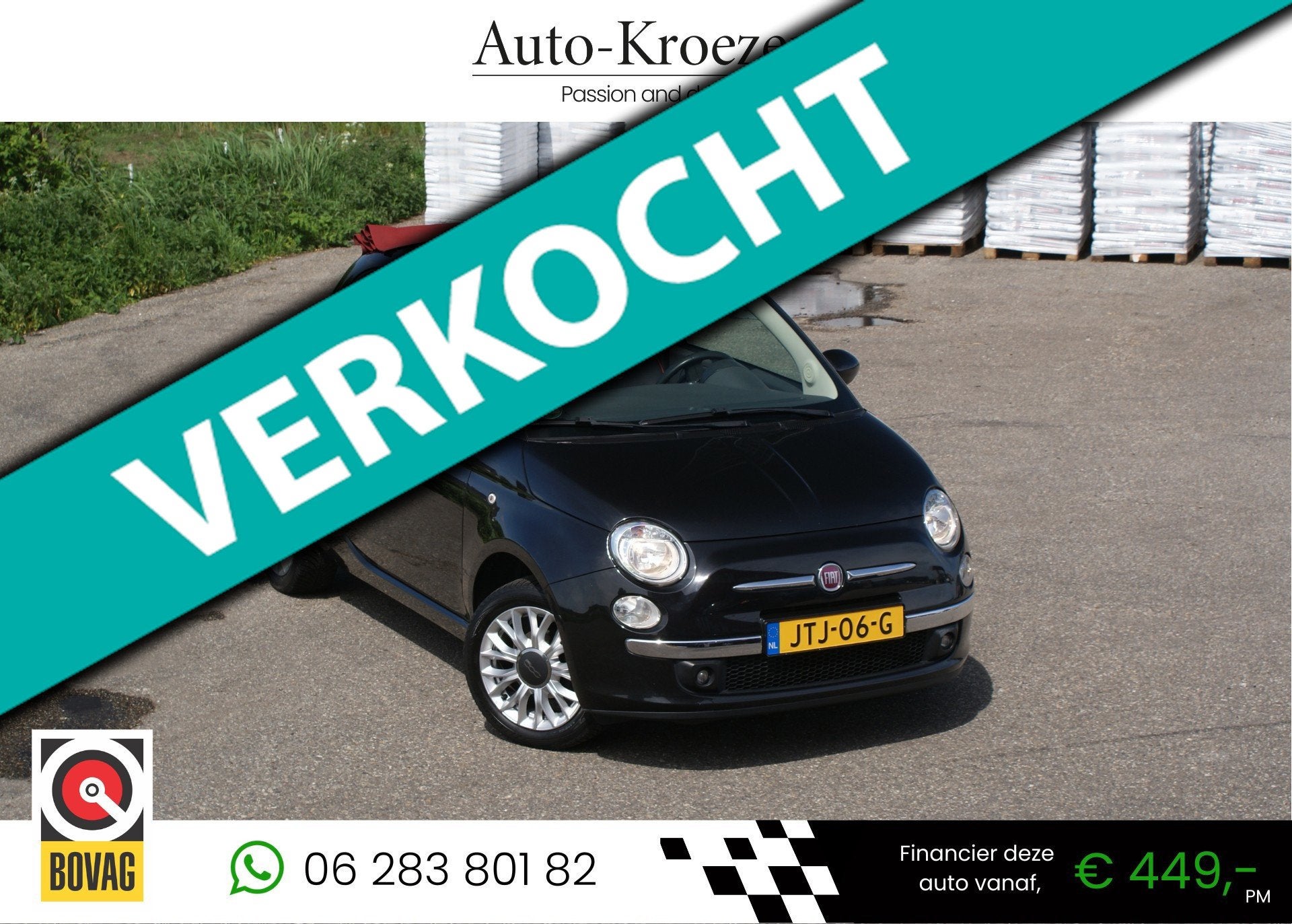 Fiat 500 C 1.2 Lounge | PDC | Airco | Lage km |, Stof, Gebruikt, 4 cilinders, Cabriolet
