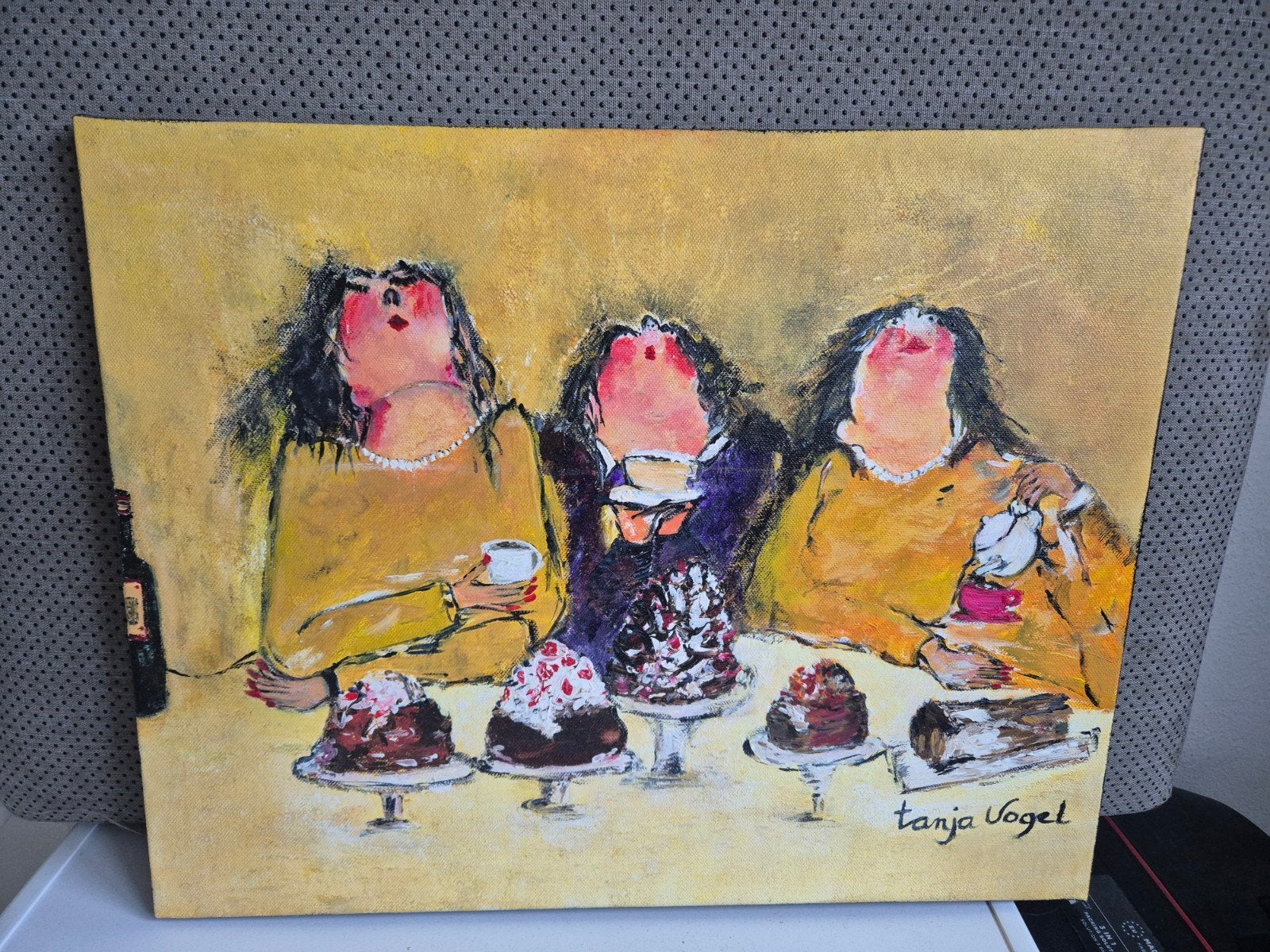 Schilderij van Tanja Vogel: Dames met gebak, Ophalen