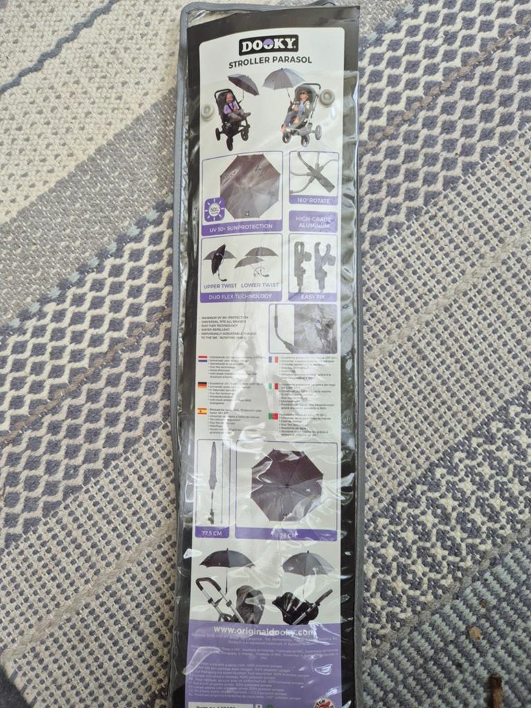 Dooky kinderwagen parasol grijs, Nieuw, Verstelbare duwstang, Ophalen, Kinderwagen