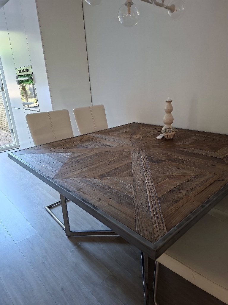 Riviera Maison Eettafel Vierkant- Le Bar American 140x140 cm, Ophalen, Zo goed als nieuw, Vijf personen of meer, 100 tot 150 cm
