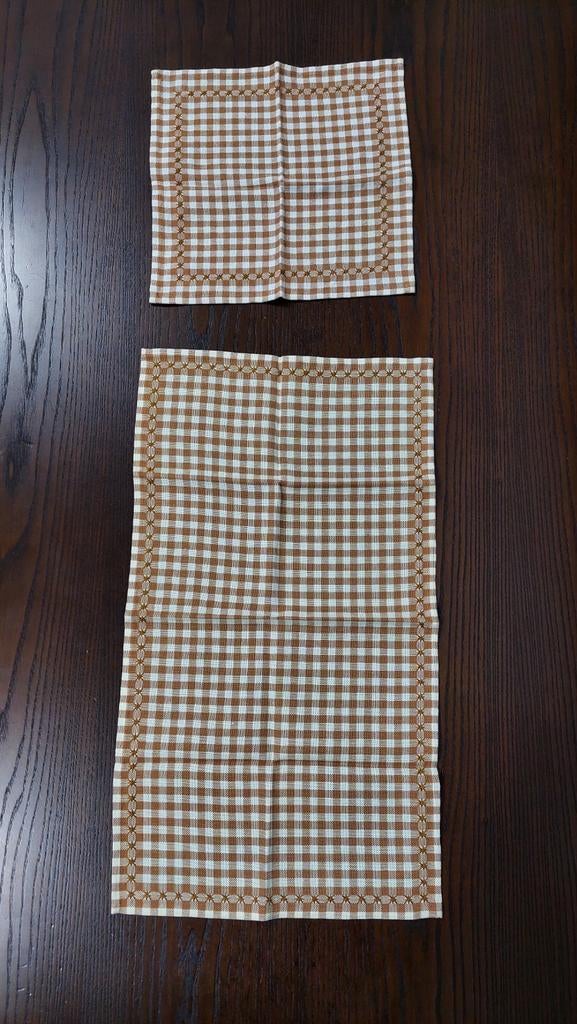 4x Vintage placemat met servet, met geborduurde kruisjes, Ophalen of Verzenden, Wit