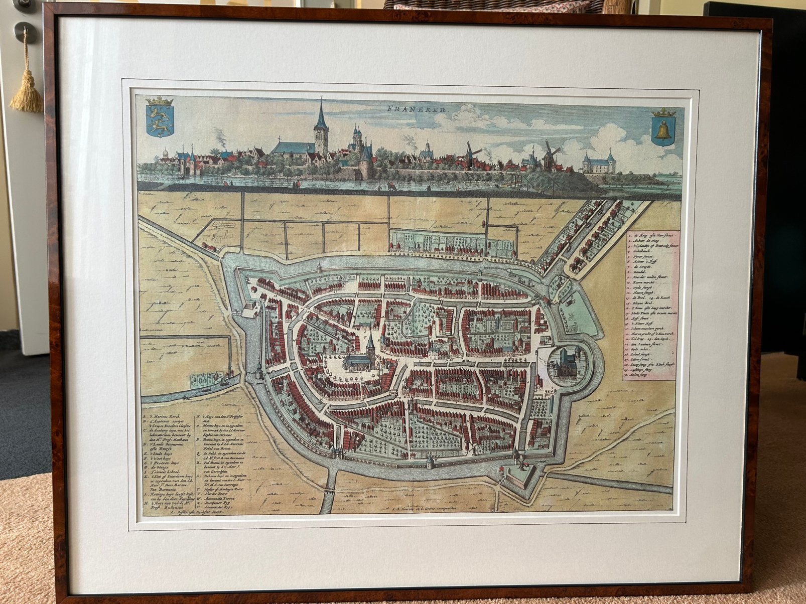 Complete serie oude stadsplattegronden Friese Elfsteden, Ophalen of Verzenden, Kaart, Print/reproductie, Ingelijst
