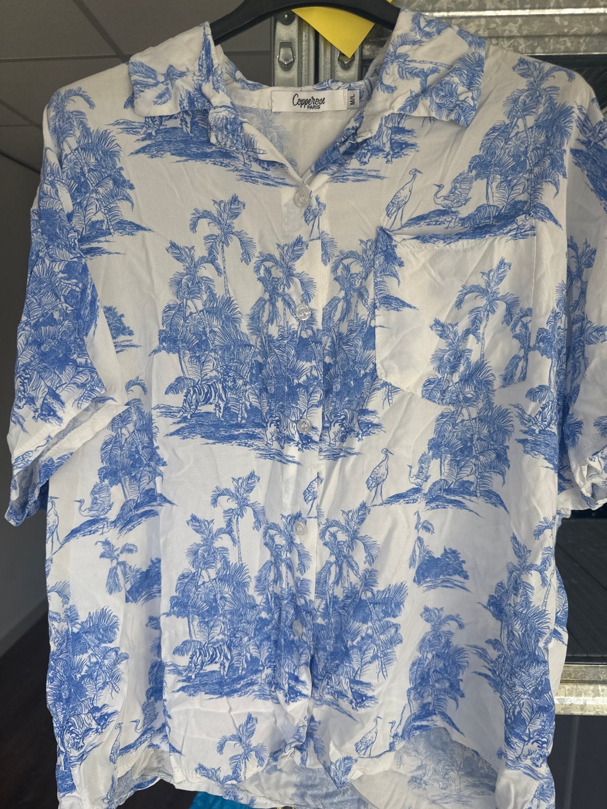 Copperose Paris Blouse met tropische print, Ophalen of Verzenden, Zo goed als nieuw, Maat 38/40 (M), Blauw