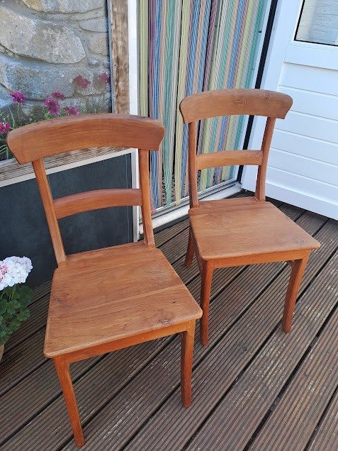 teak houten stoelen, Huis en Inrichting, Stoelen, Ophalen, Gebruikt, Bruin, Vijf, Zes of meer stoelen
