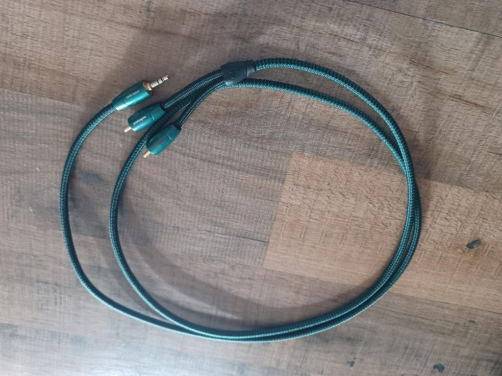 Audioquest Evergreen 3.5 mm jack naar 2xRCA, Ophalen of Verzenden, Zo goed als nieuw, Minder dan 2 meter, Interlink-kabel